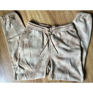 CSG Men Sz XL Brown Beige Fleece Jogger Sweatpants Relaxed Fit Drawstring
